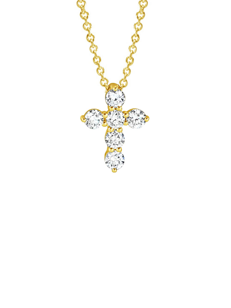Diamond Cross Necklace - Small 14K