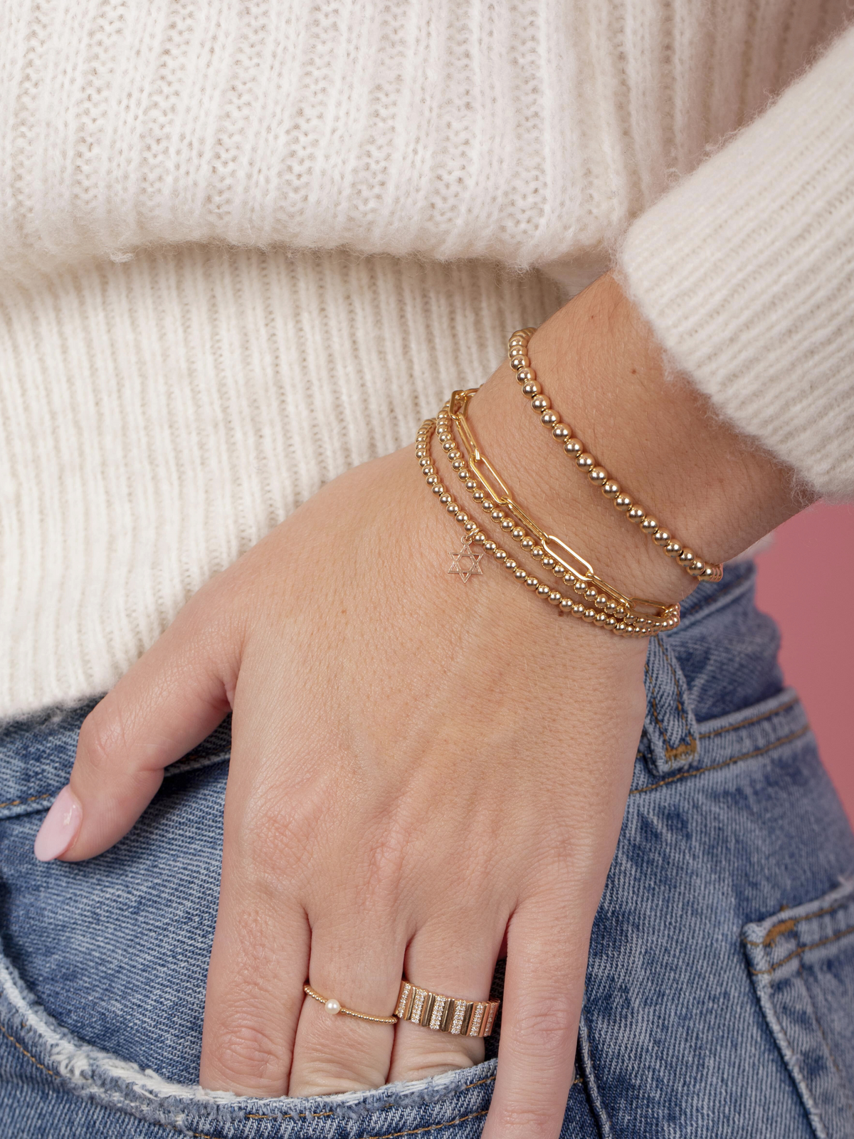 Everyday Stretch Bracelet with Star of David Charm