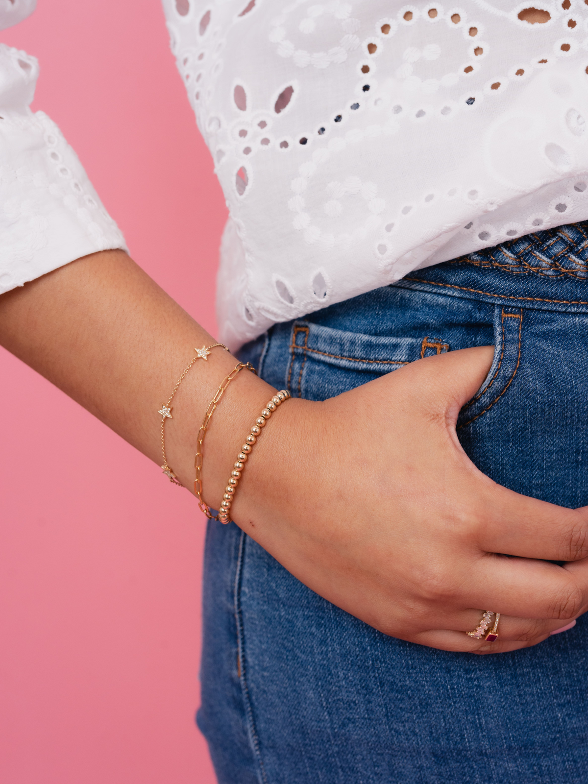 Hallie Diamond Star Bracelet 14K