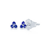 Teeny Blue Sapphire Trio Stud Earring 14K