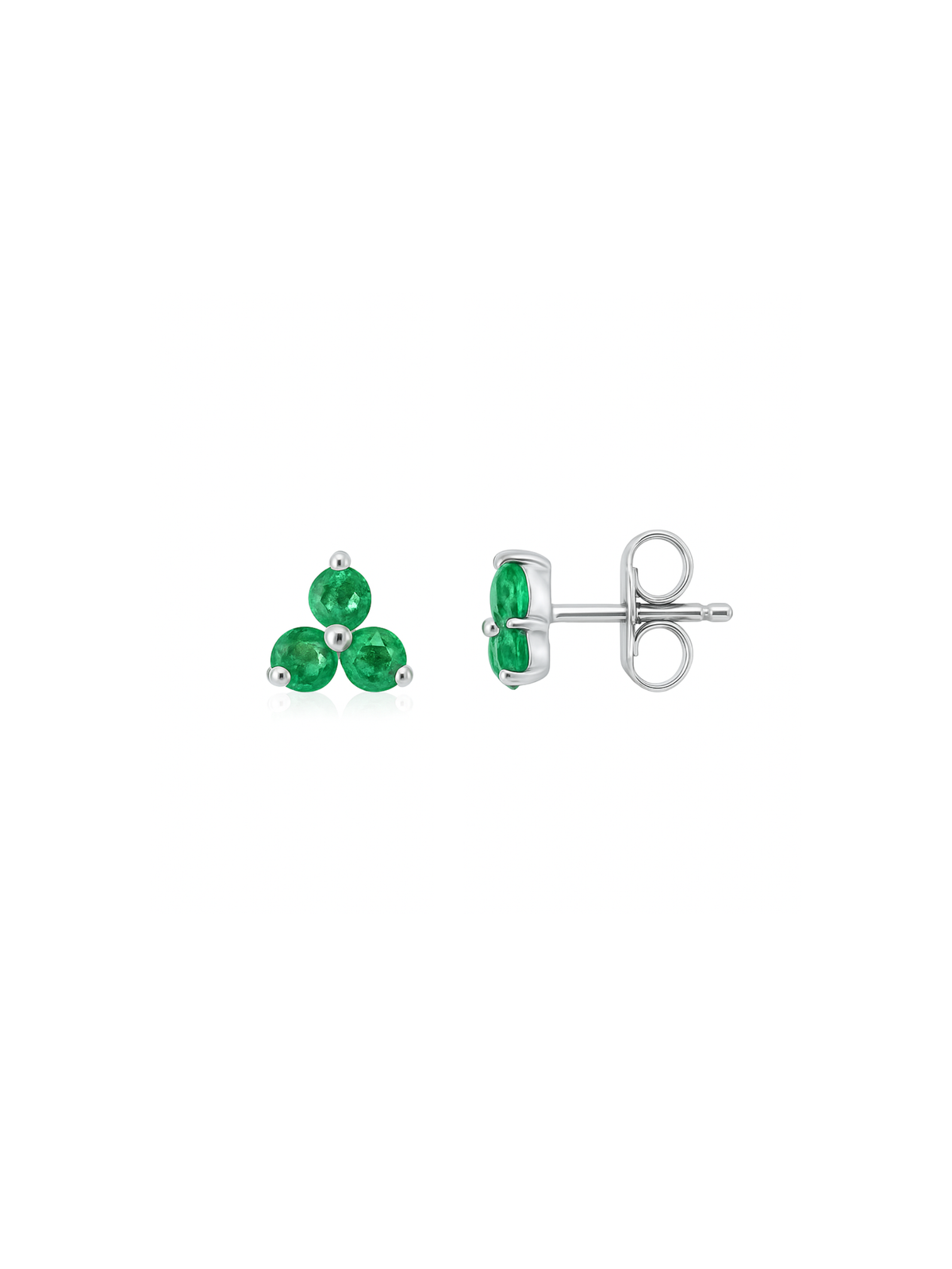 Teeny Emerald Trio Stud Earring 14K