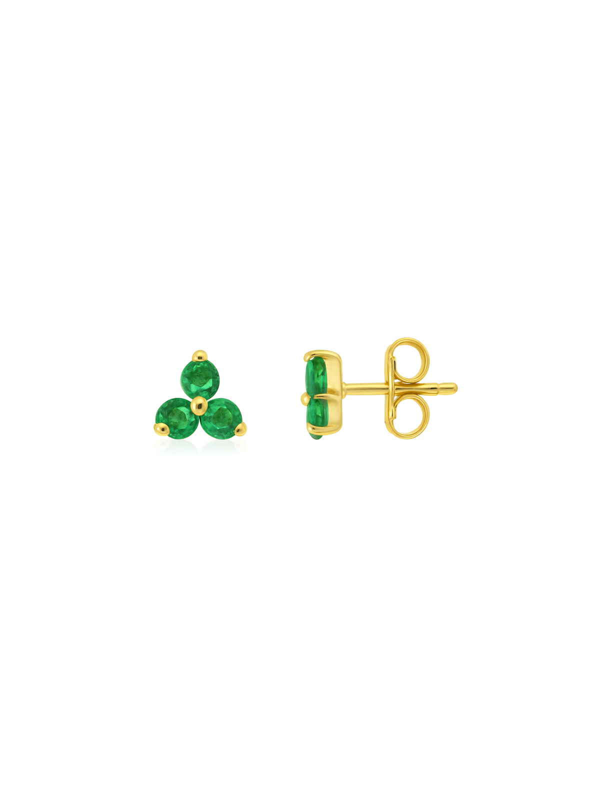 Teeny Emerald Trio Stud Earring 14K