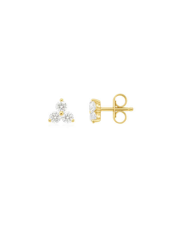 Teeny Trio Diamond Stud Earring 14K