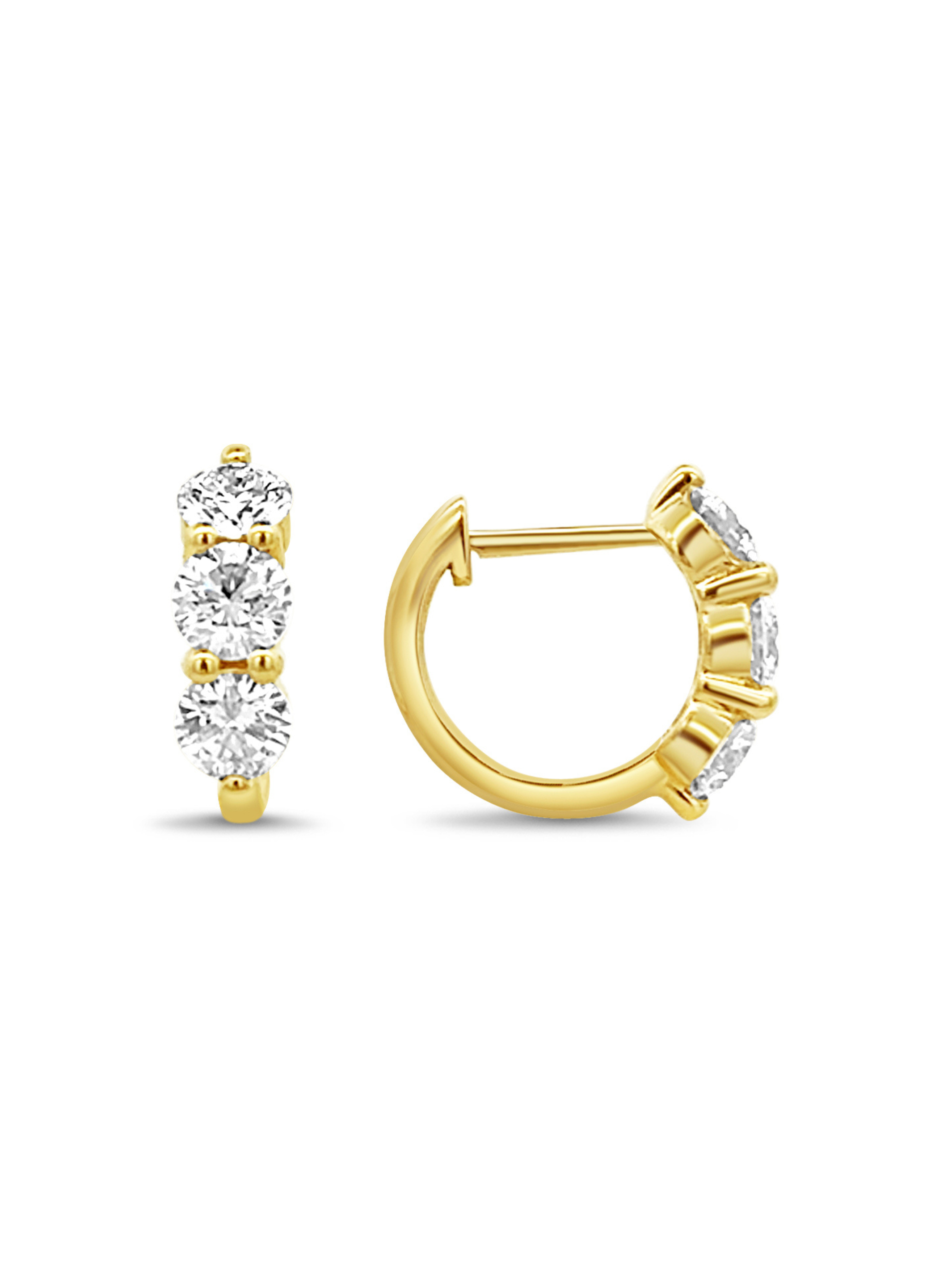 Triple Crown Diamond Huggie Earrings 14K