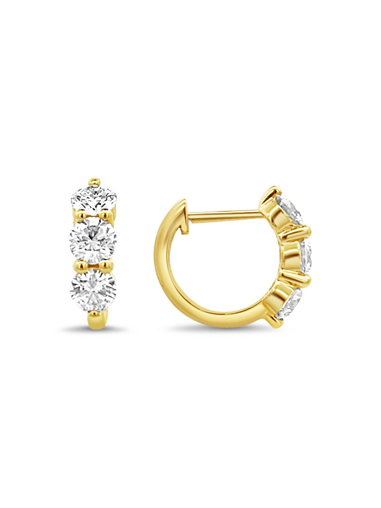 Triple Crown Diamond Huggie Earrings 14K