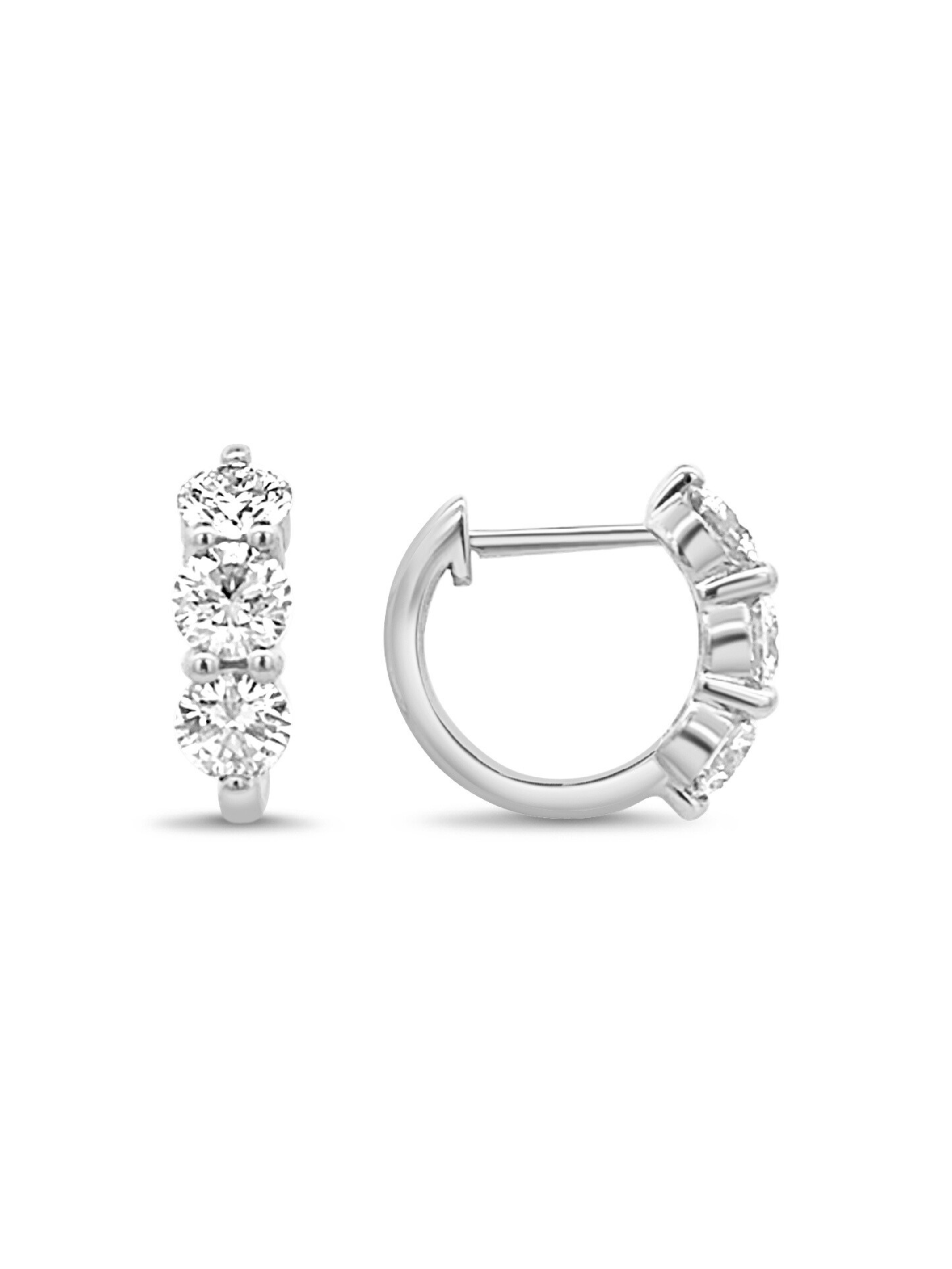 Triple Crown Diamond Huggie Earrings 14K