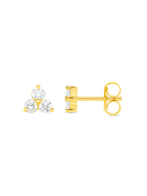 Trio Diamond Stud Earrings 14K