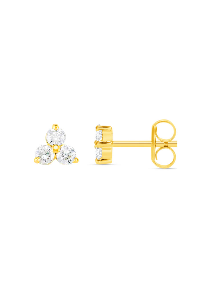 Trio Diamond Stud Earrings 14K