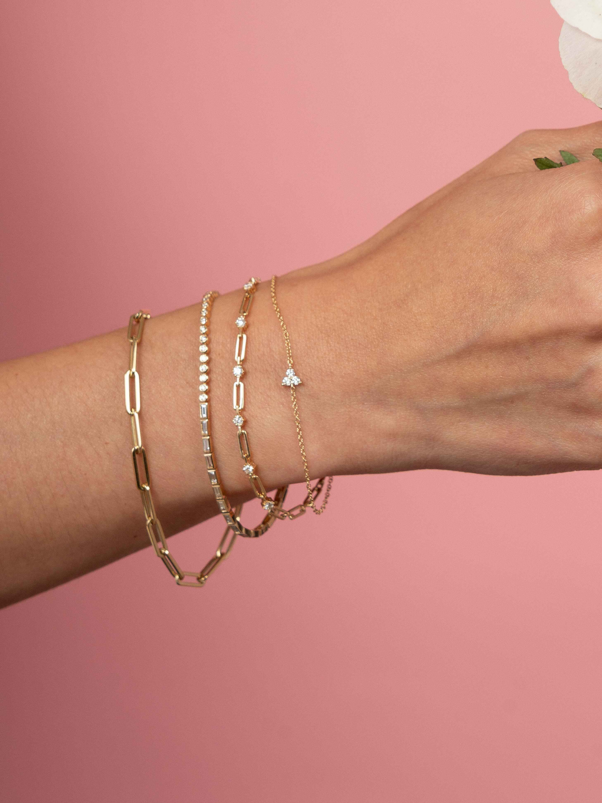 Paperclip 'M' Chain Bracelet 14K