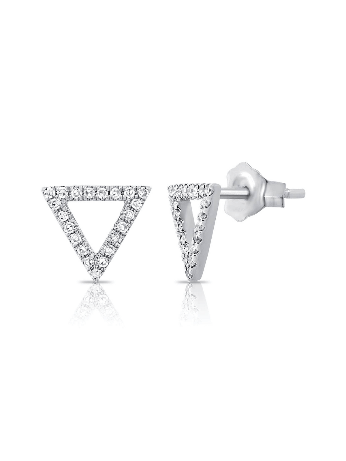 Allie Pave Triangle Stud Earrings 14K