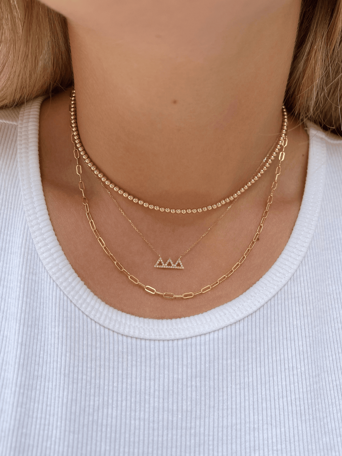 Triangle Diamond Necklace 14K