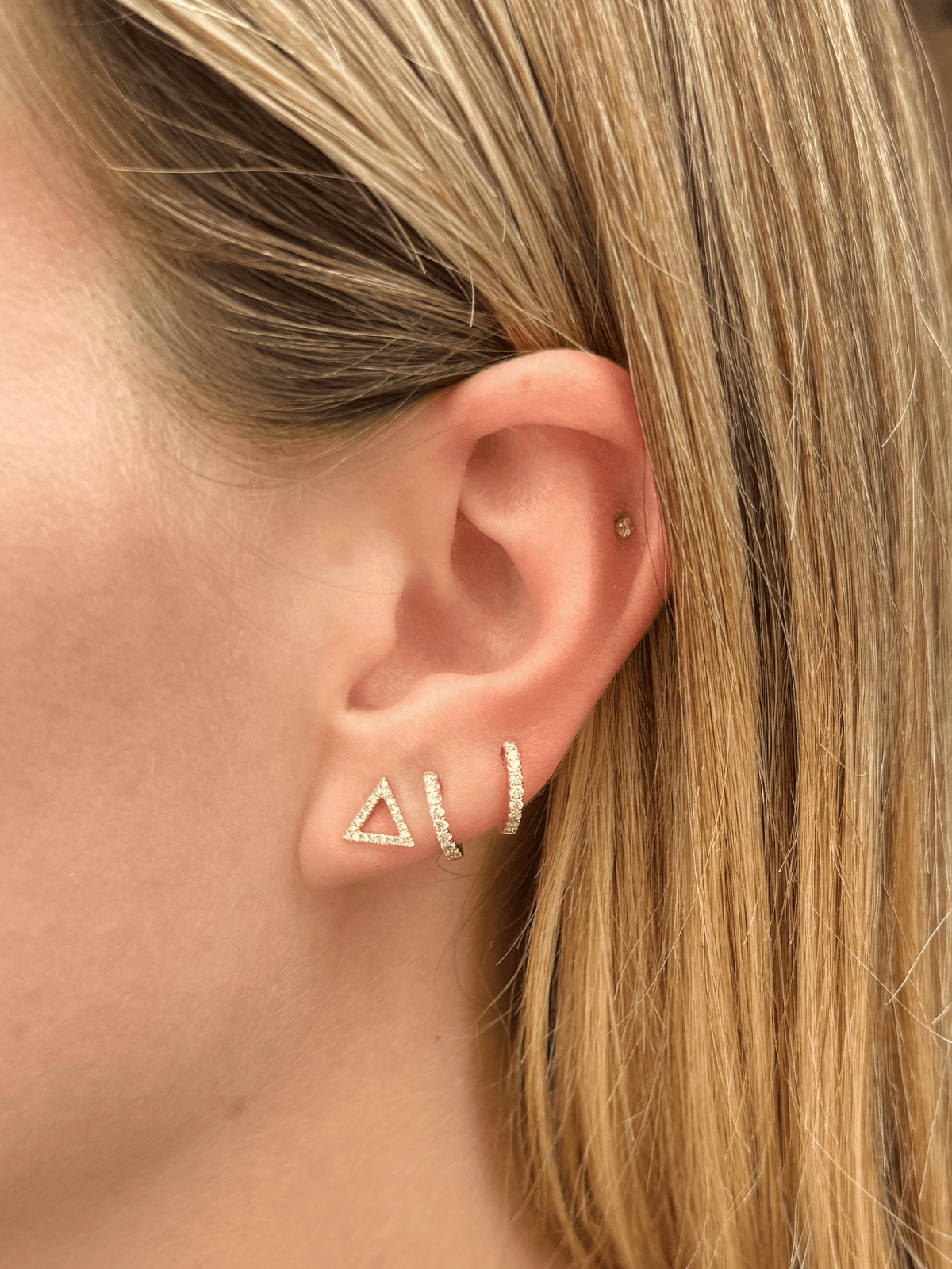 Allie Pave Triangle Stud Earrings 14K