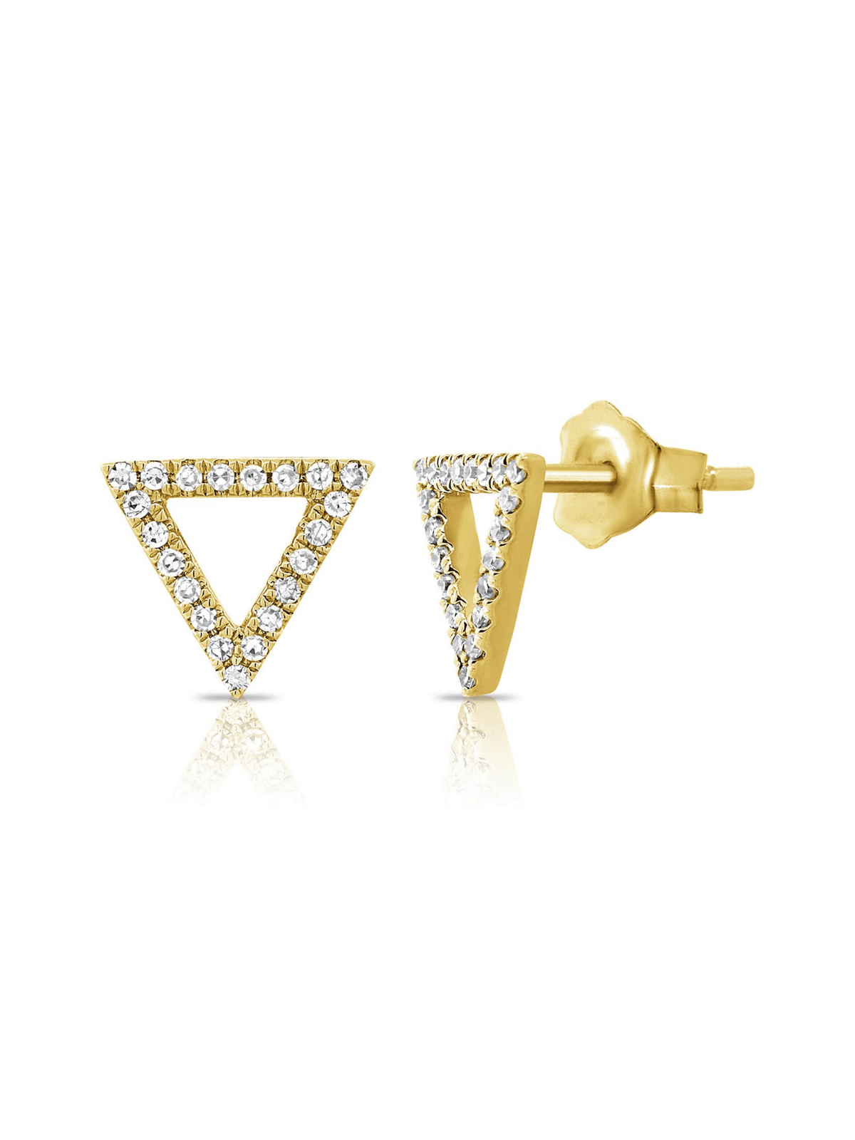 Allie Pave Triangle Stud Earrings 14K