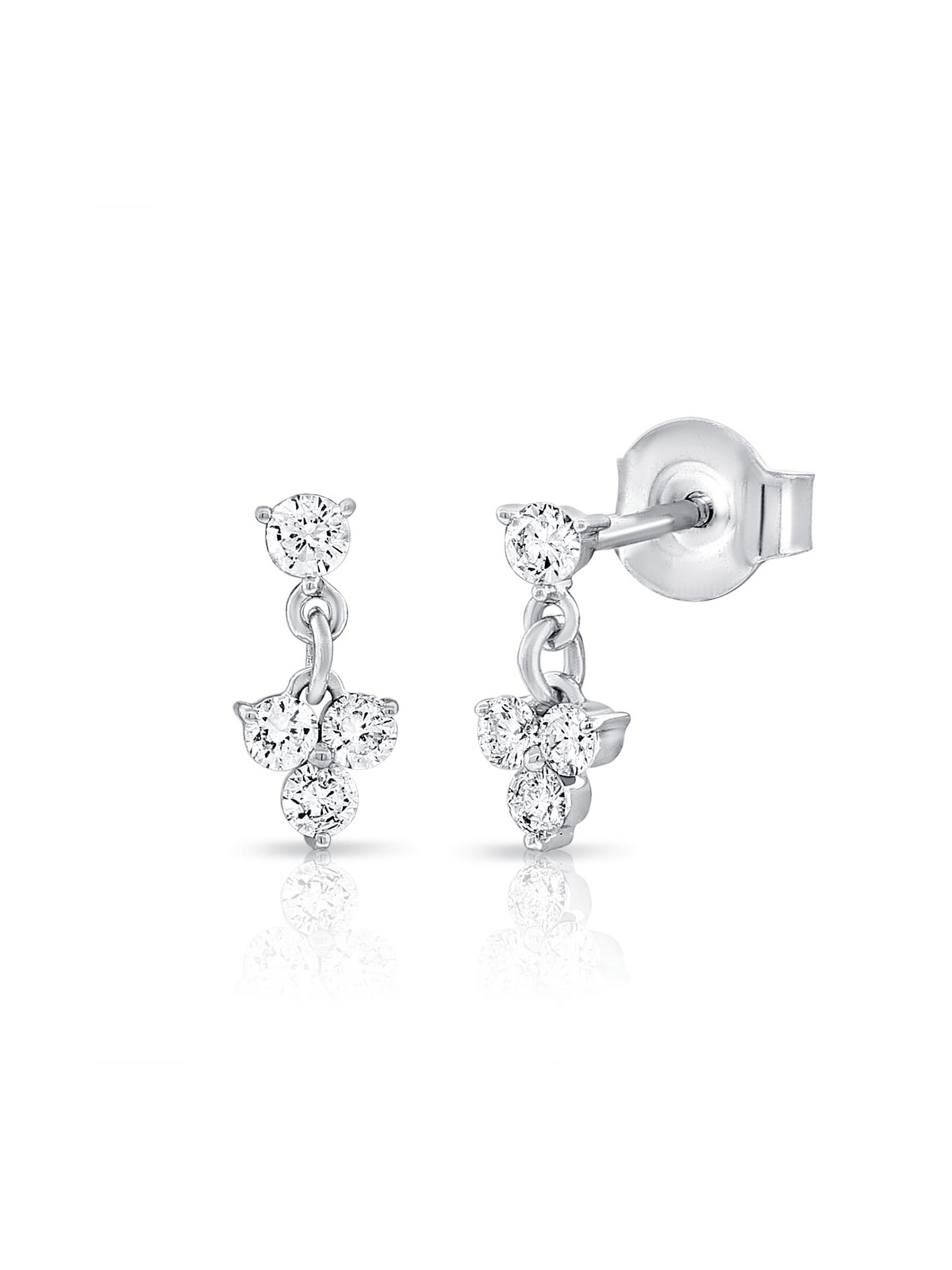 Trio Drop Diamond Dangle Earrings 14K