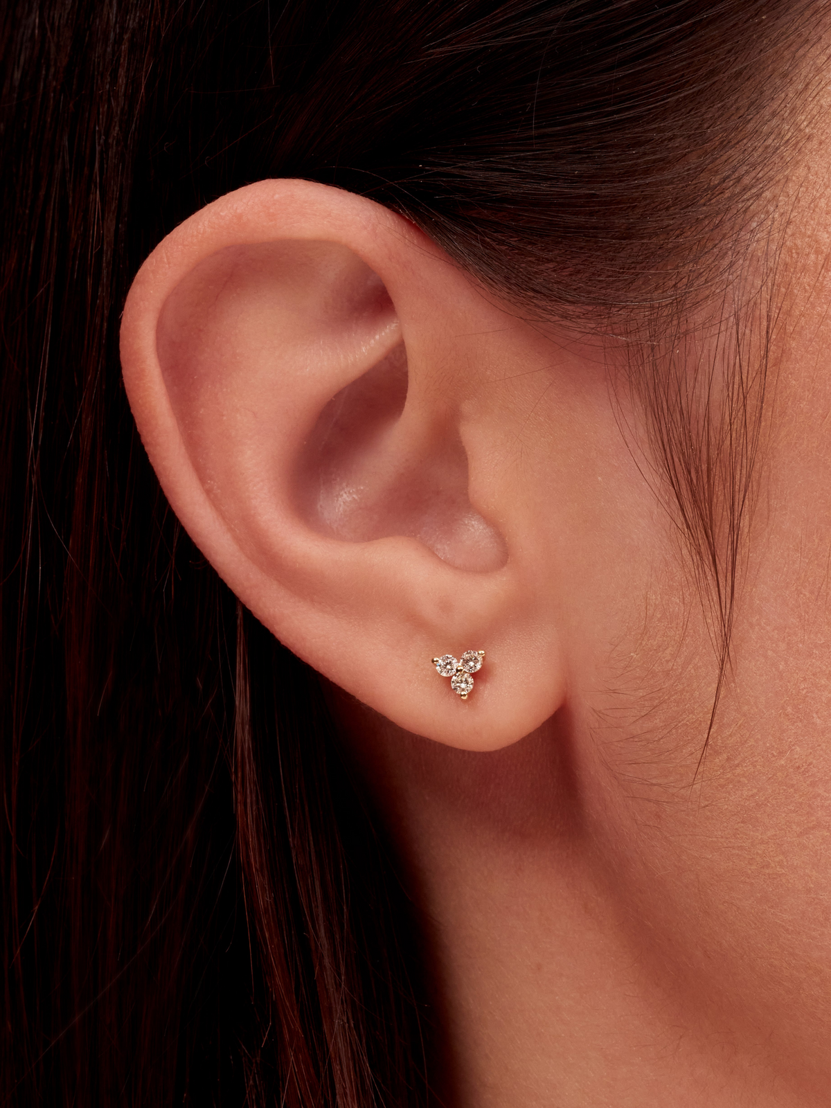 Trio Diamond Stud Earrings 14K