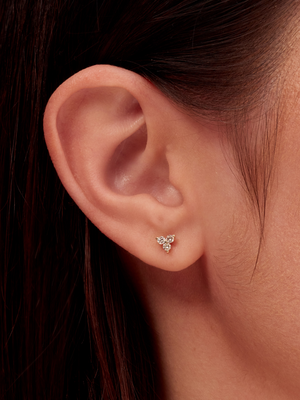 Trio Diamond Stud Earrings 14K
