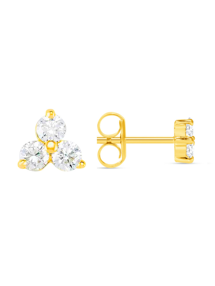 Trio Diamond Stud Earrings 14K