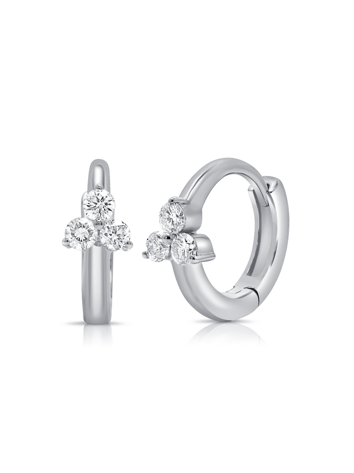 Trio Diamond Huggie Earrings 14K