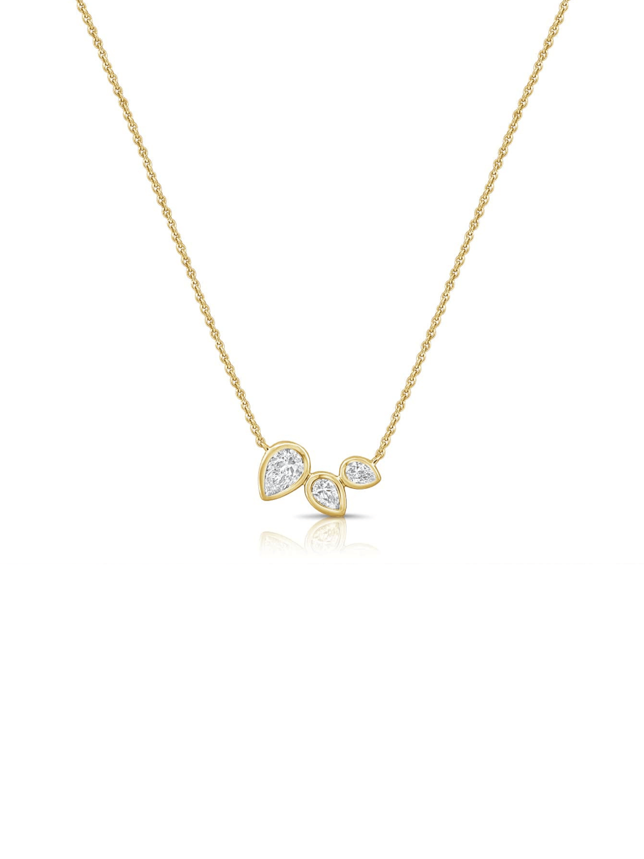 Triple Pear Diamond Necklace 14K