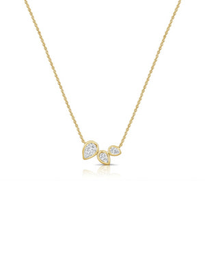 Triple Pear Diamond Necklace 14K