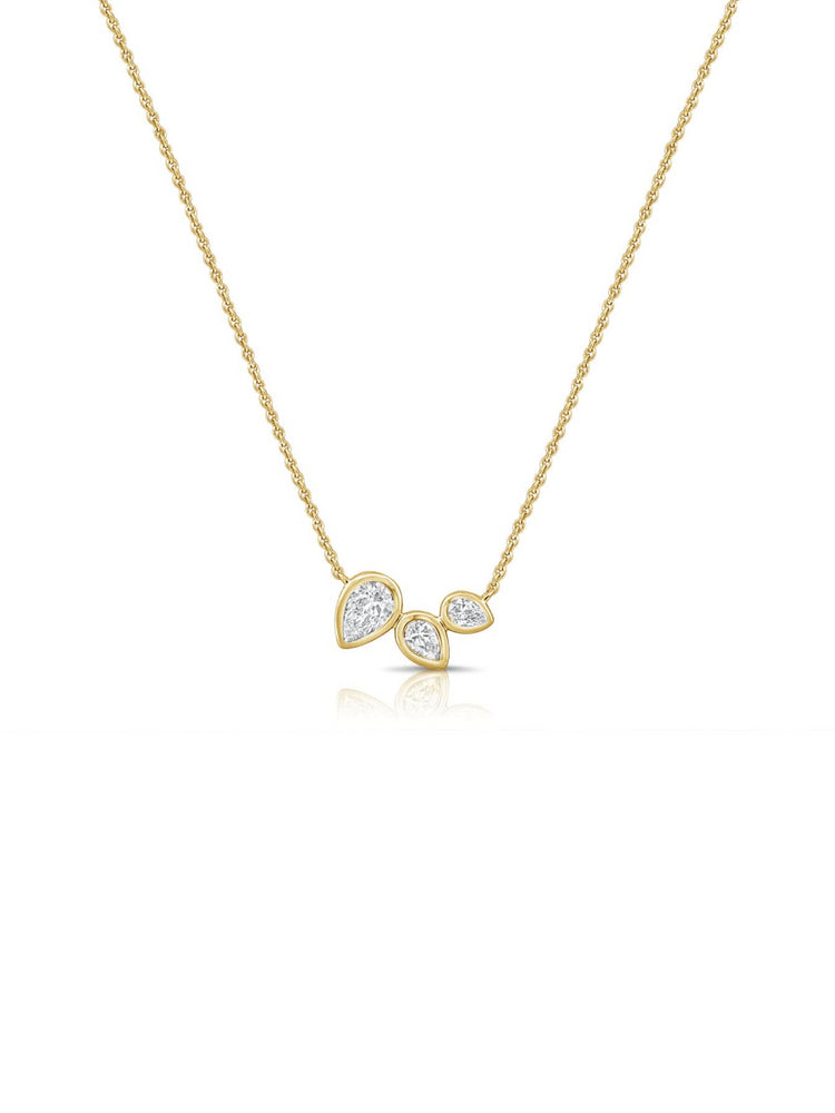 Triple Pear Diamond Necklace 14K
