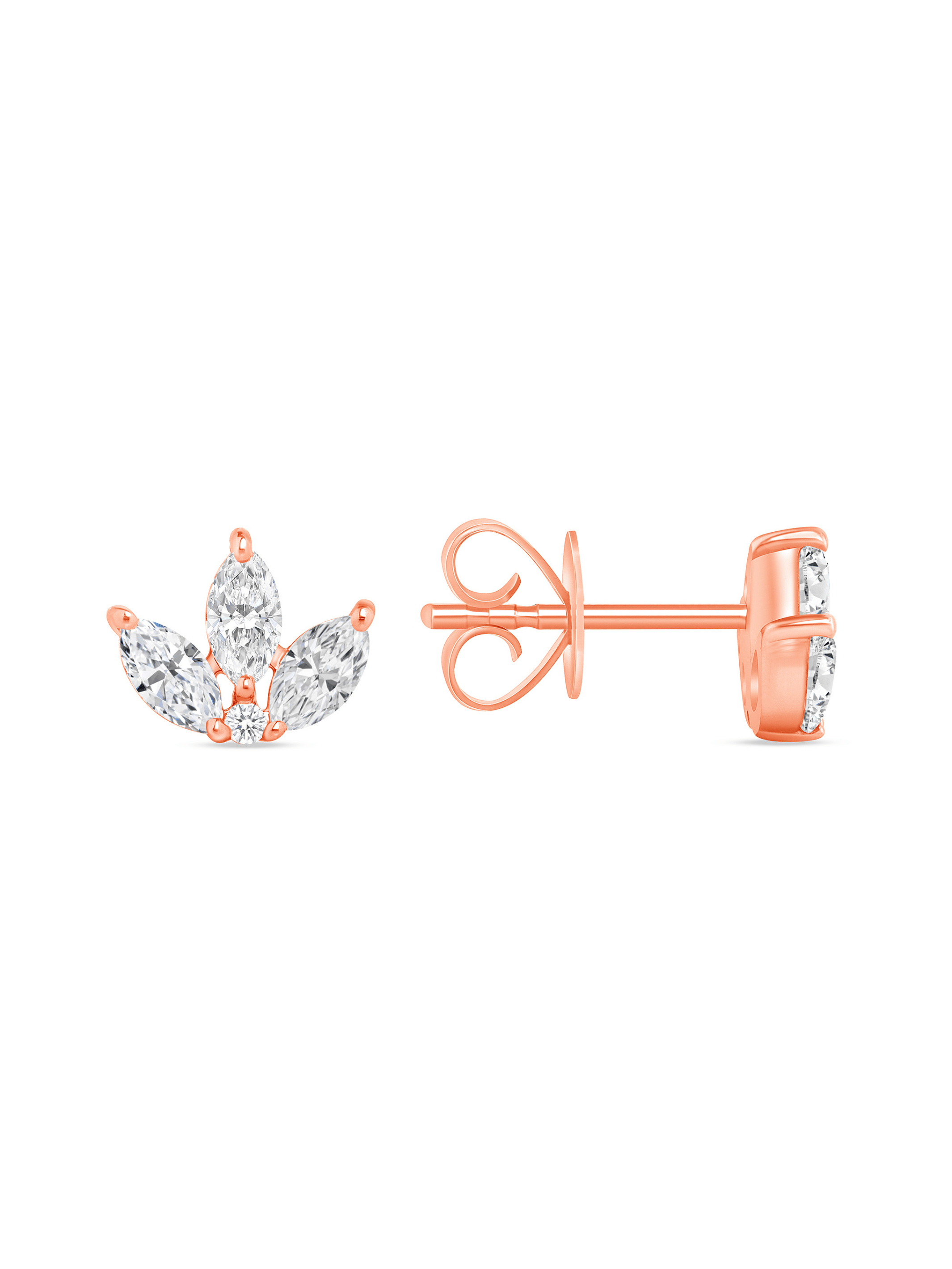 Diamond Lotus Stud 14K