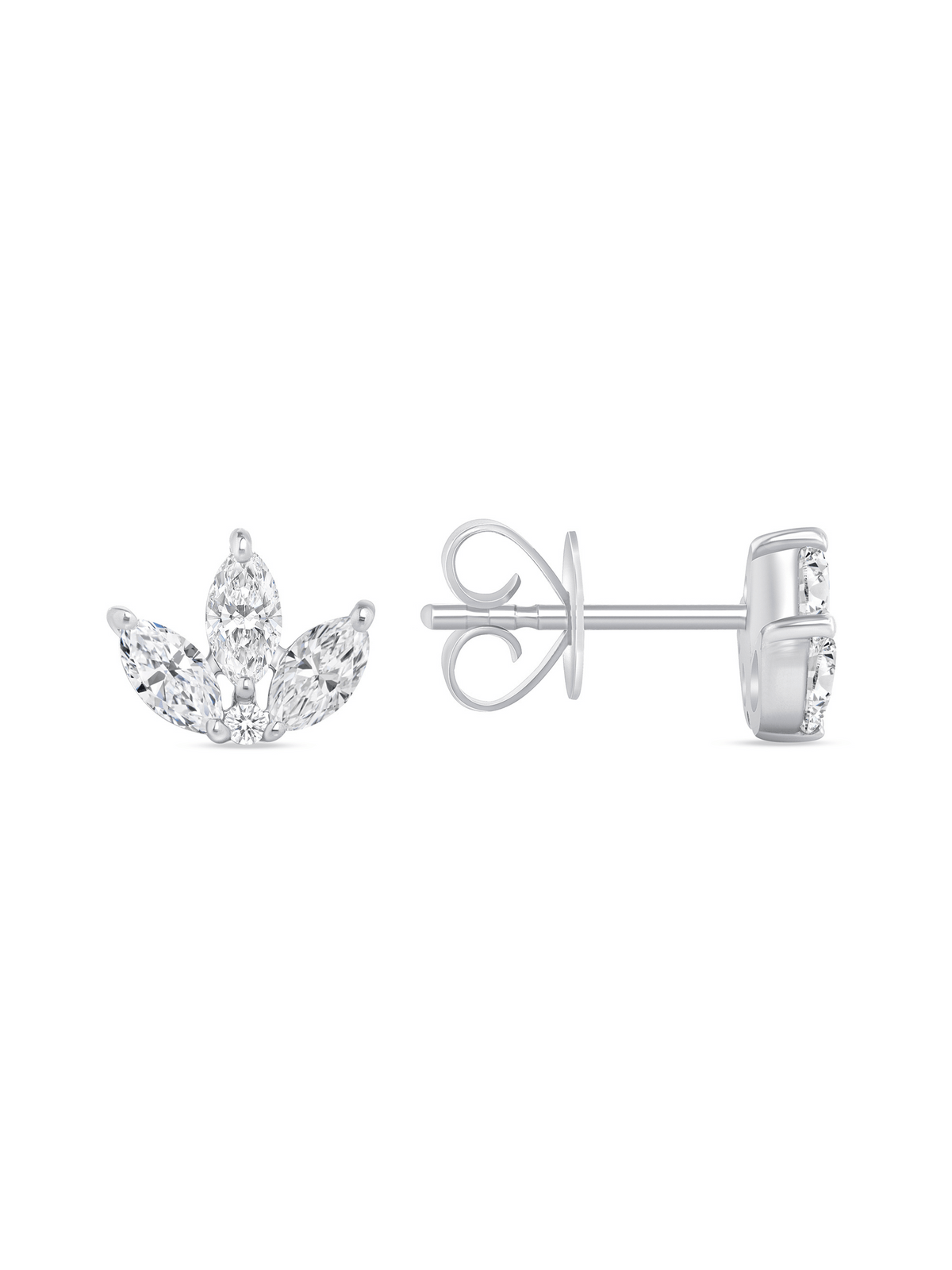 Diamond Lotus Stud 14K
