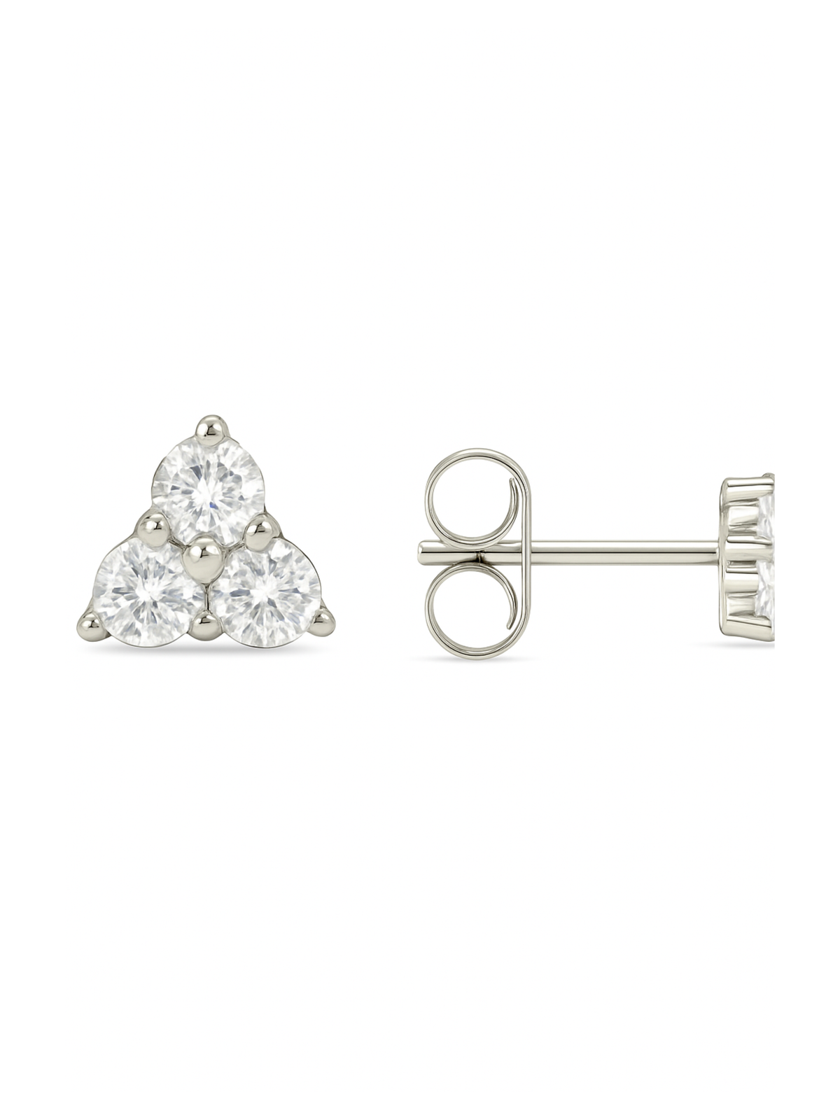 Trinity Diamond Stud Earrings 14K