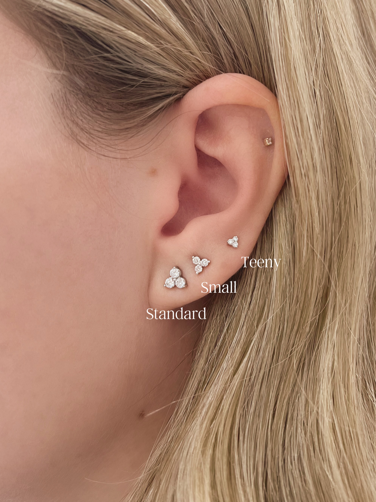 Teeny Trio Diamond Stud Earring 14K