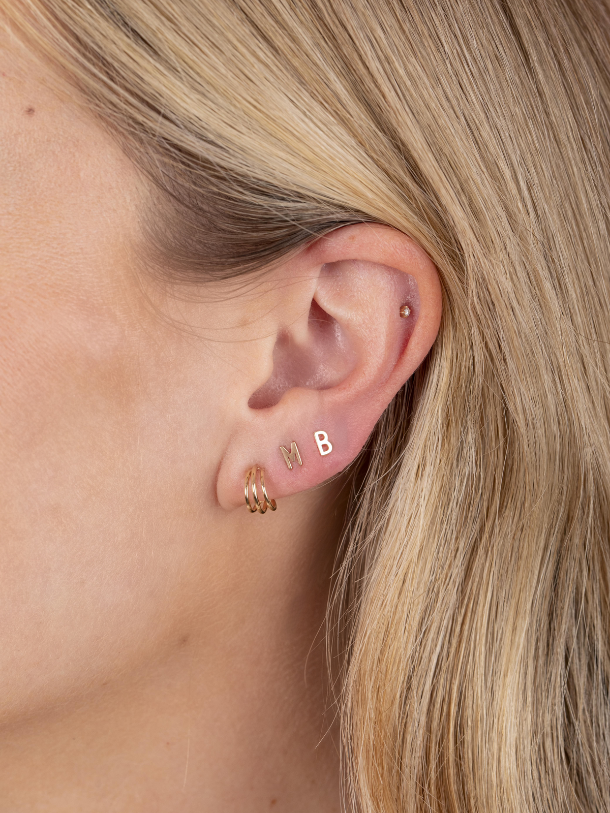 Initial Stud Earring 14K