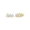 Triple Pear Stud Earrings 14K
