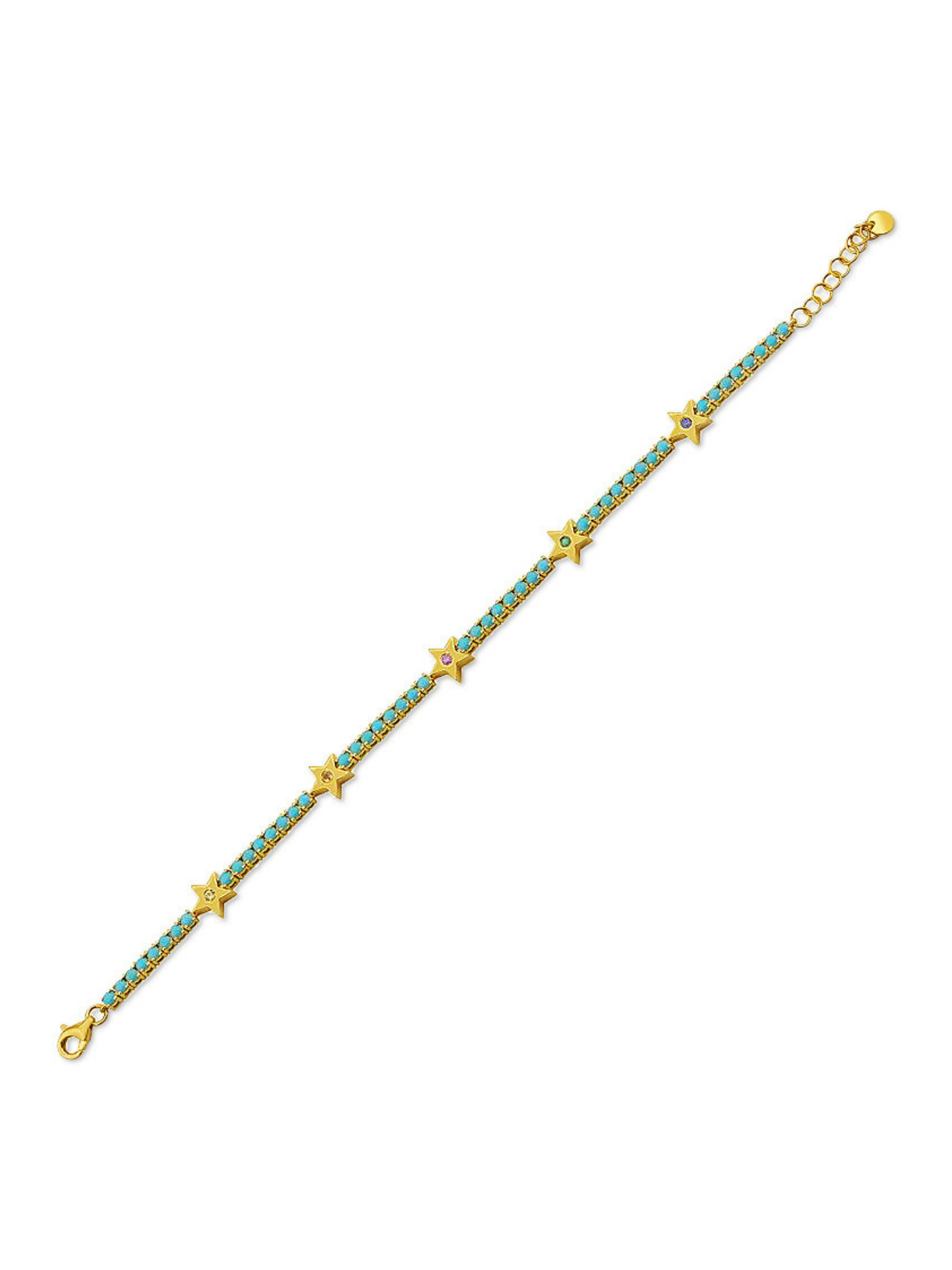 Turquoise and Stars Tennis Bracelet 14K