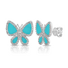 Brooke Butterfly Diamond Stud Earrings - Turquoise 14K