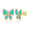 Brooke Butterfly Diamond Stud Earrings - Turquoise 14K