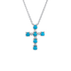 Turquoise and Diamond Cross Necklace 14K
