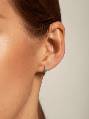 Daisy Turquoise Huggie Earrings