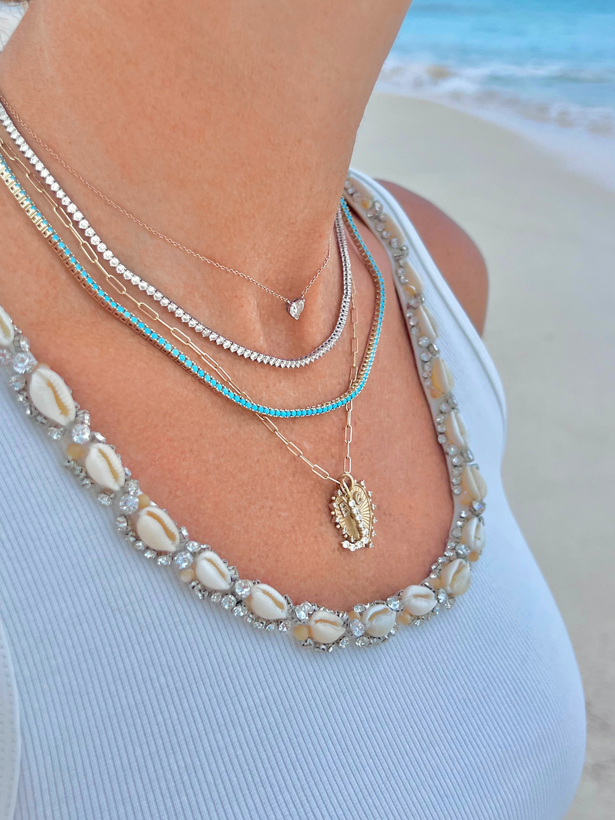 Turquoise Tennis Necklace + Bracelet Set