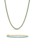 Image of: Turquoise Tennis Necklace + Bracelet Set