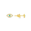 Evil Eye Turquoise Stud Earrings 14K