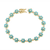 Flower Tennis Bracelet - Turquoise 14K