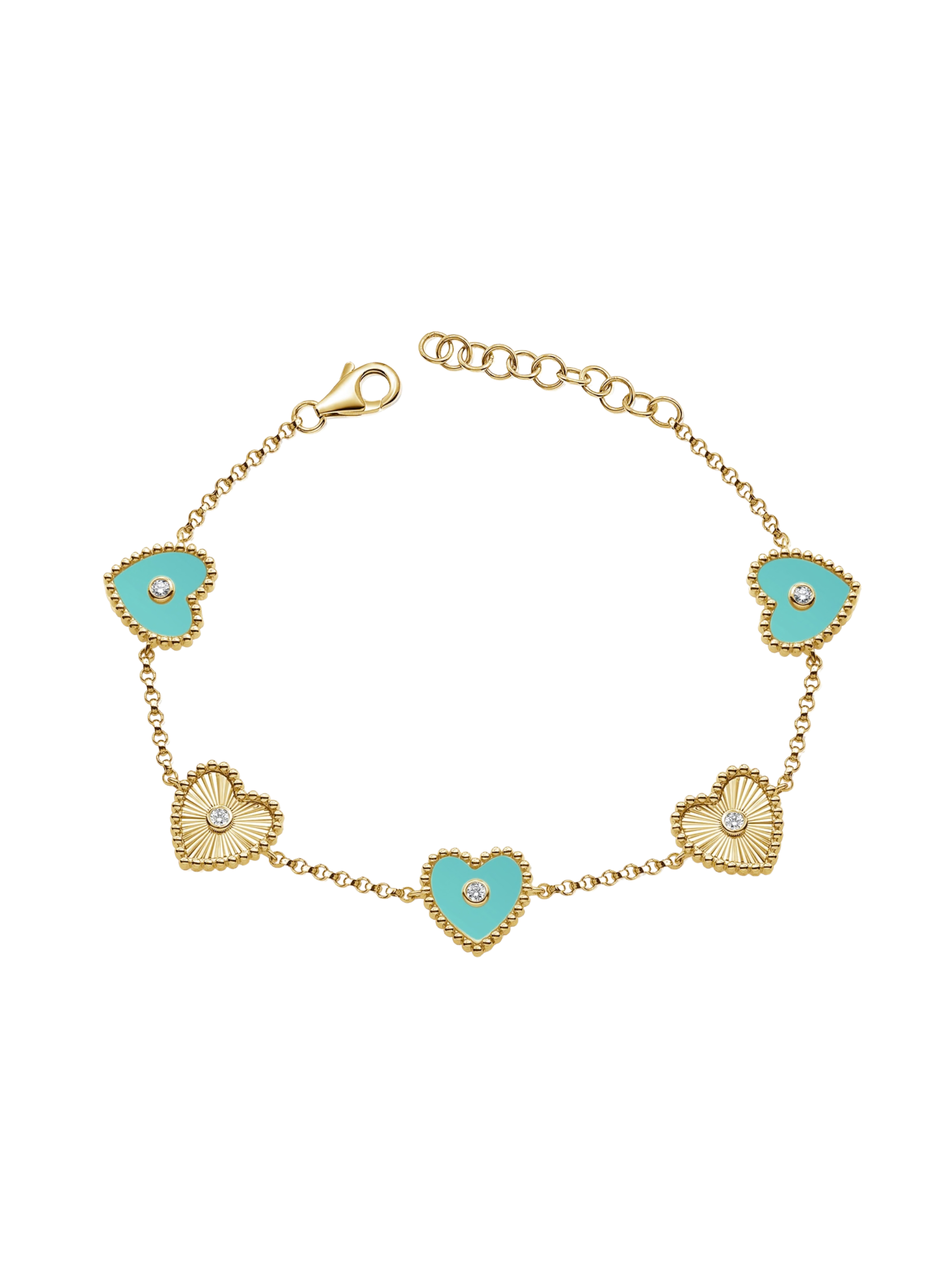 Maya Turquoise Heart Bracelet 14K