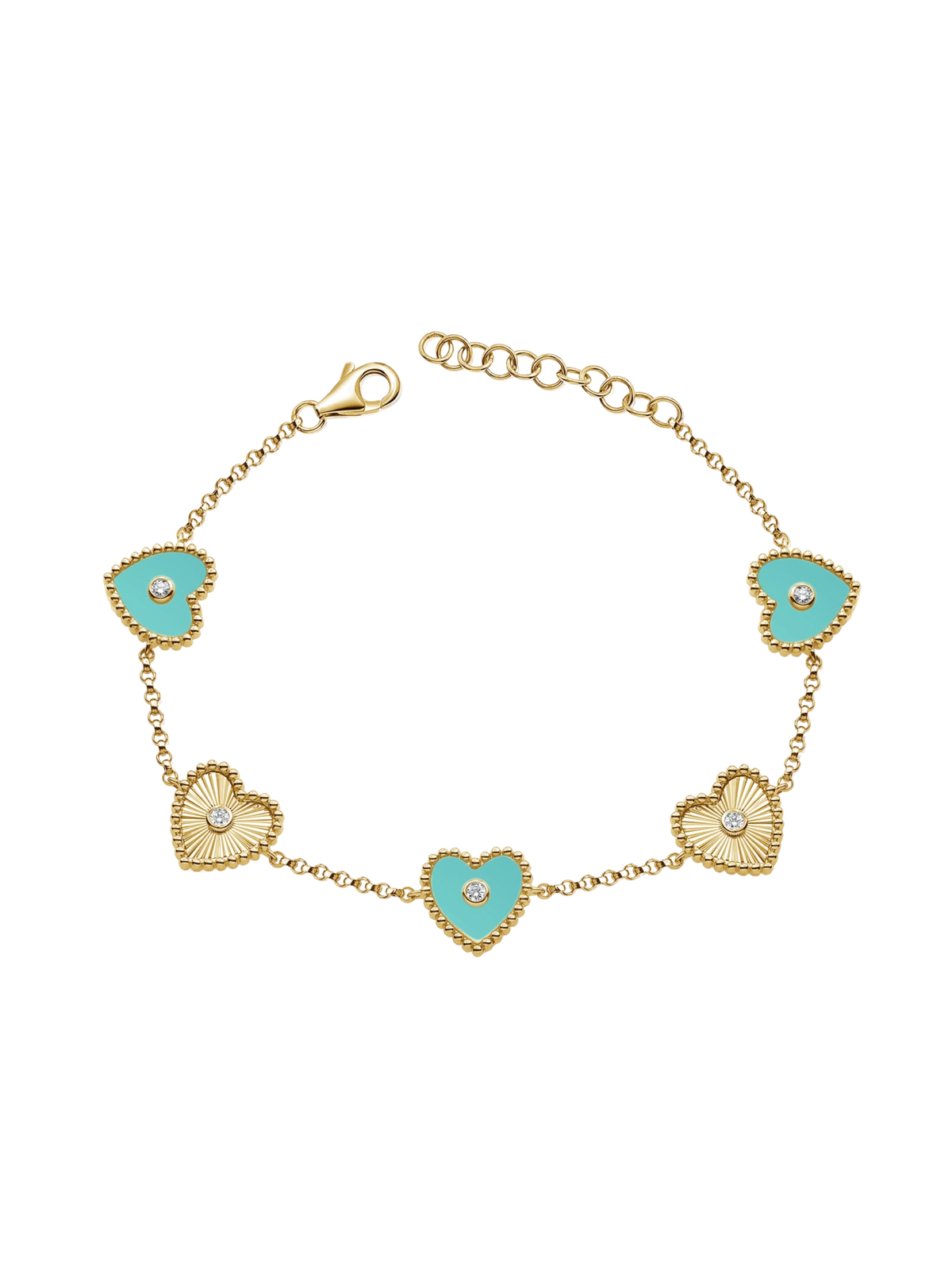 Maya Turquoise Heart Bracelet 14K