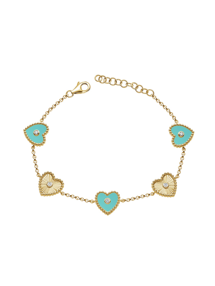 Maya Turquoise Heart Bracelet 14K