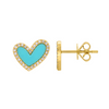 Hailey Heart Turquoise Stud Earrings 14K
