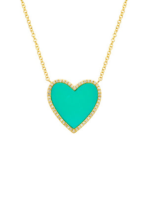 Clara Turquoise Diamond Heart Necklace 14K