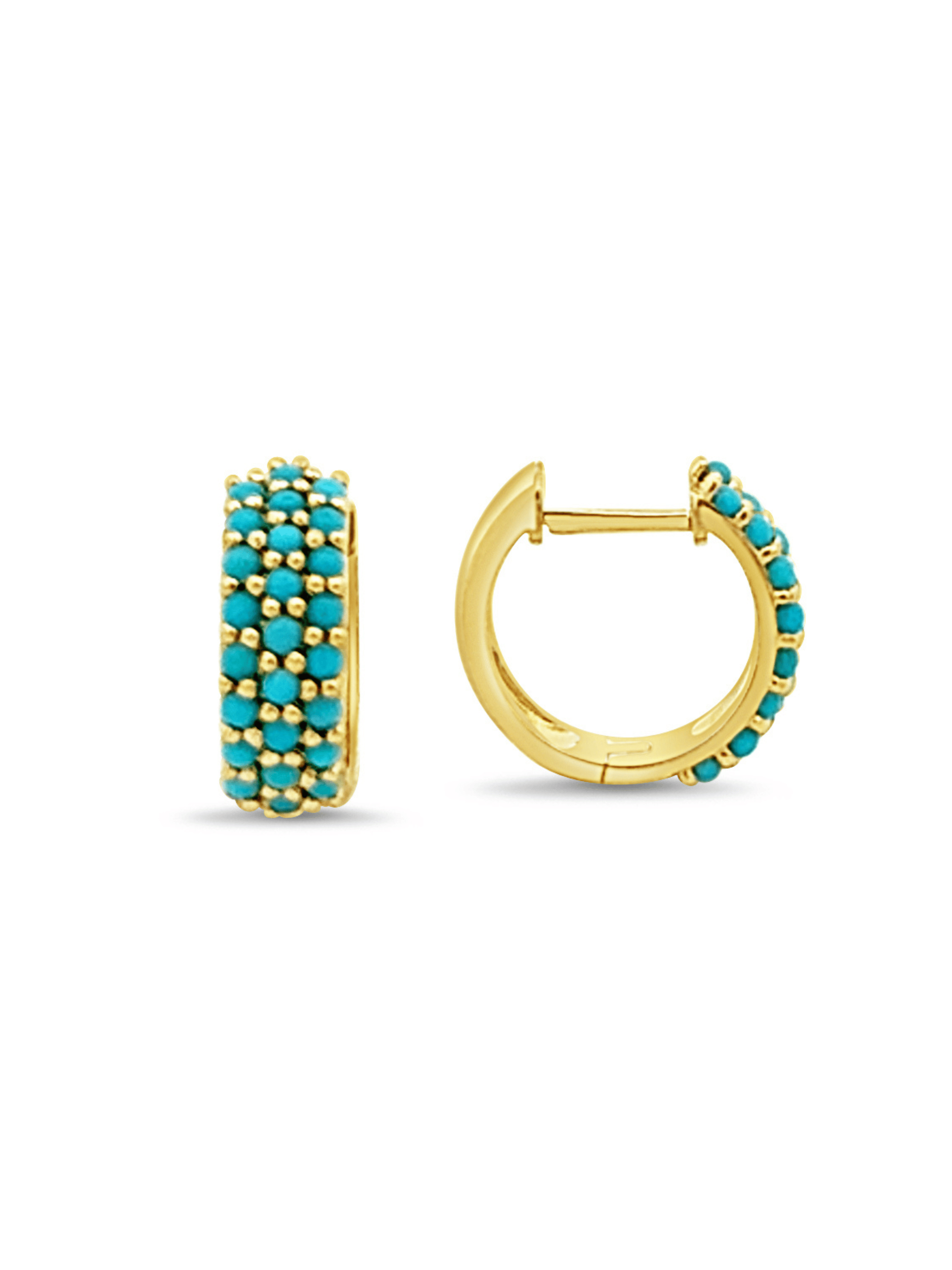 Callie Turquoise Huggie Earrings 14K
