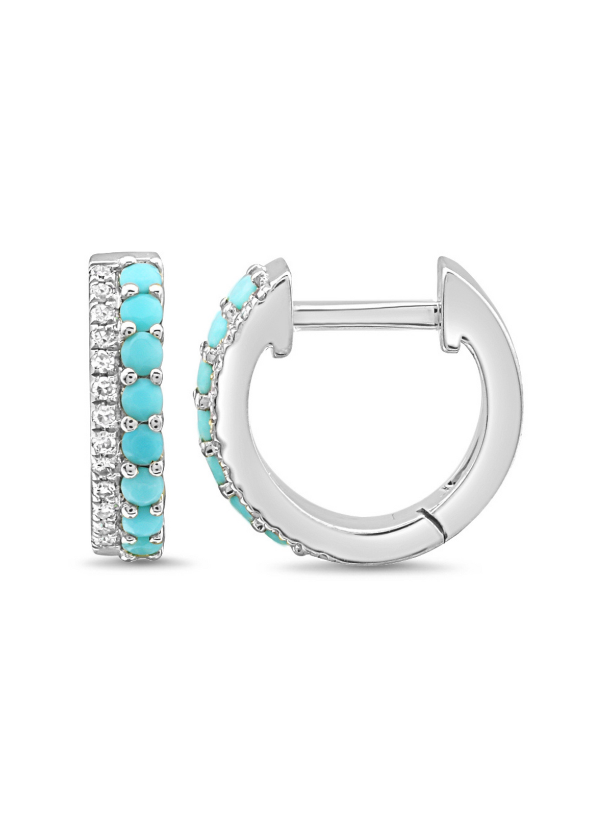 Daphne Double Row Huggie Earrings - Turquoise 14K