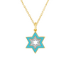 Star of David Turquoise Charm Necklace 14K