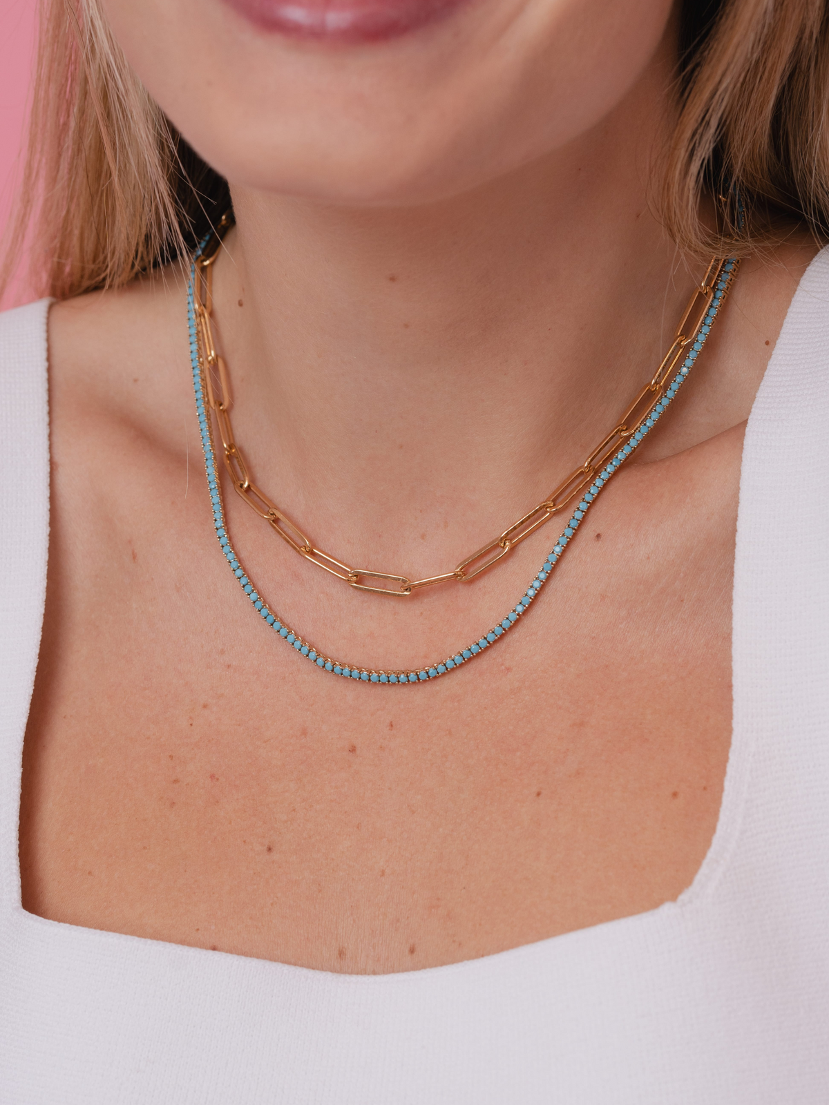 Turquoise Tennis Necklace + Bracelet Set