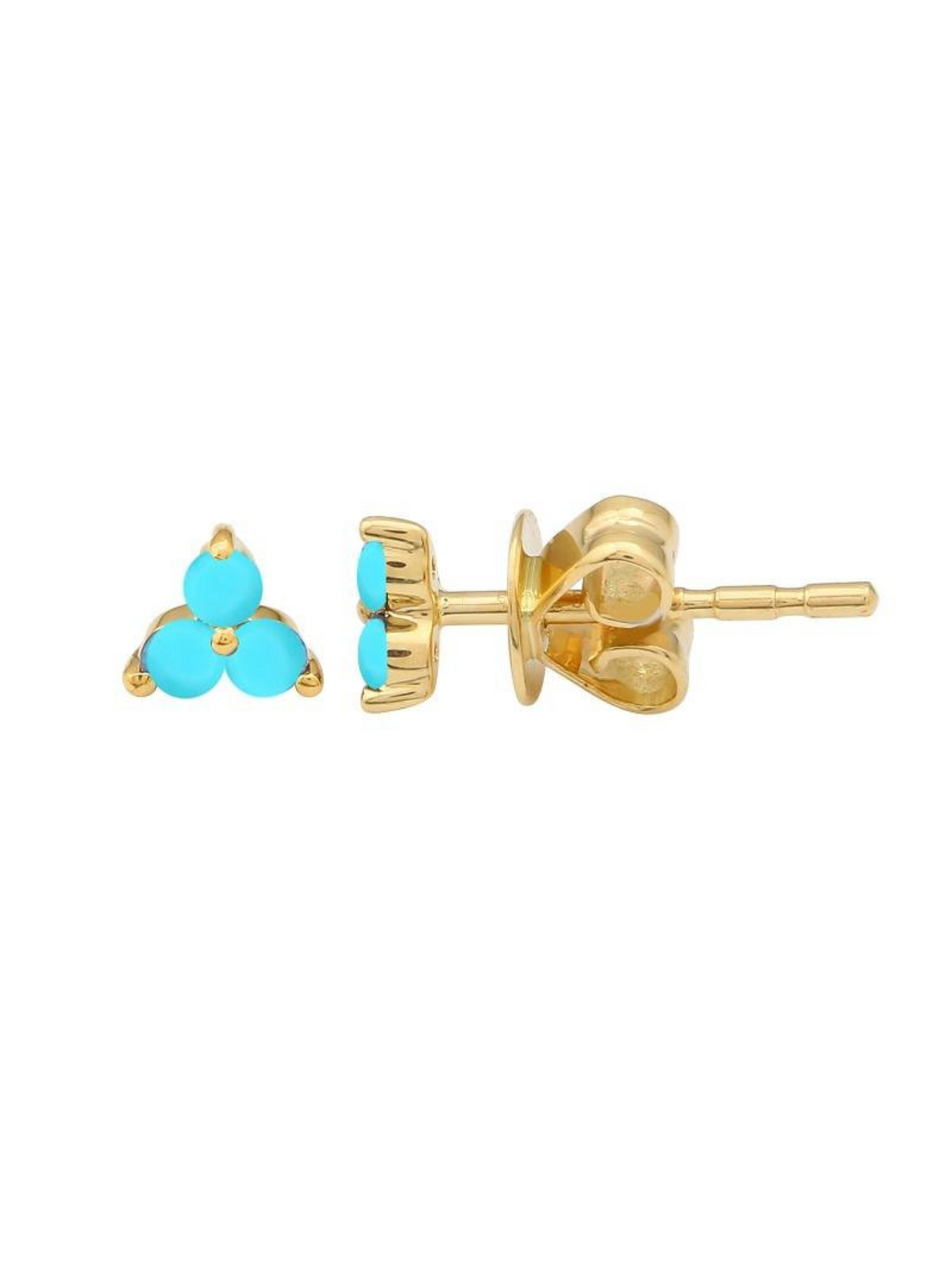 Trio Turquoise Stud Earring 14K